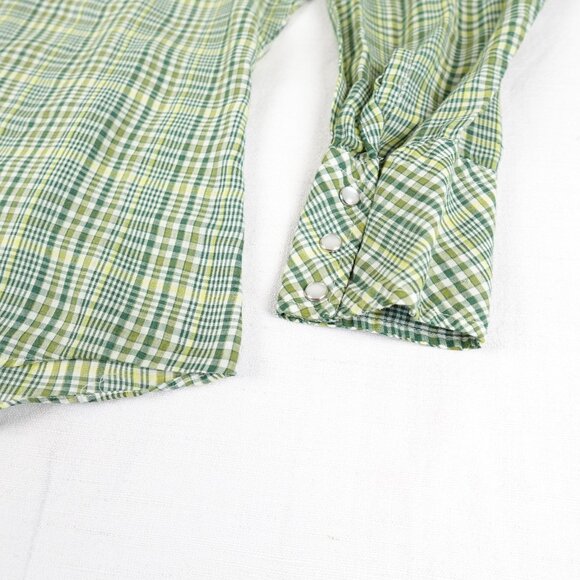 Vintage BAR-M RANCHER Western Pearl Snap Plaid Shirt Men's XL Collared Sawtooth - Picture 5 of 11